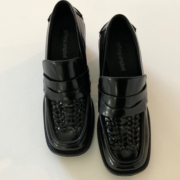 JEFFREY CAMPBELL Sims Chunky Stacked Block Heeled Loafer Size 7 - Picture 2 of 11